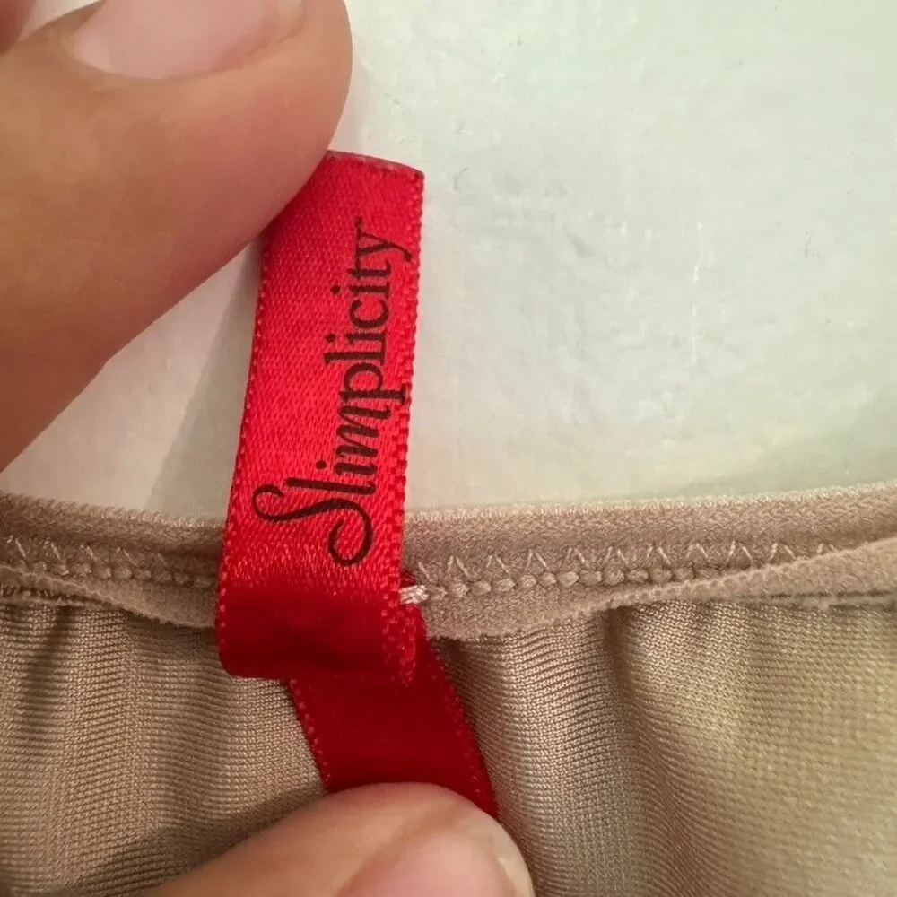Spanx Slimplicity Open-Bust Mid Thigh Bodysuit Size 2X Nude Shape Wear Plus Size